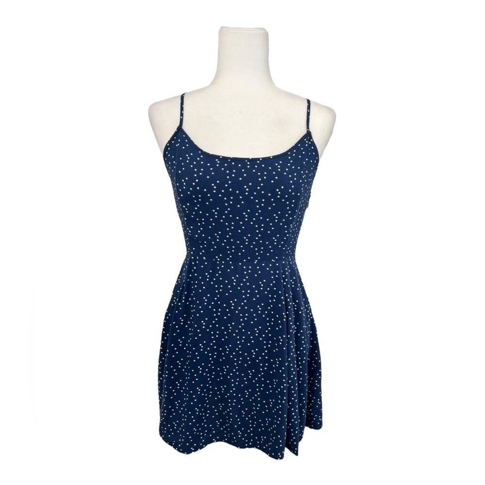 Forever 21 Blue and White Star Mini Sundress with Spaghetti Straps